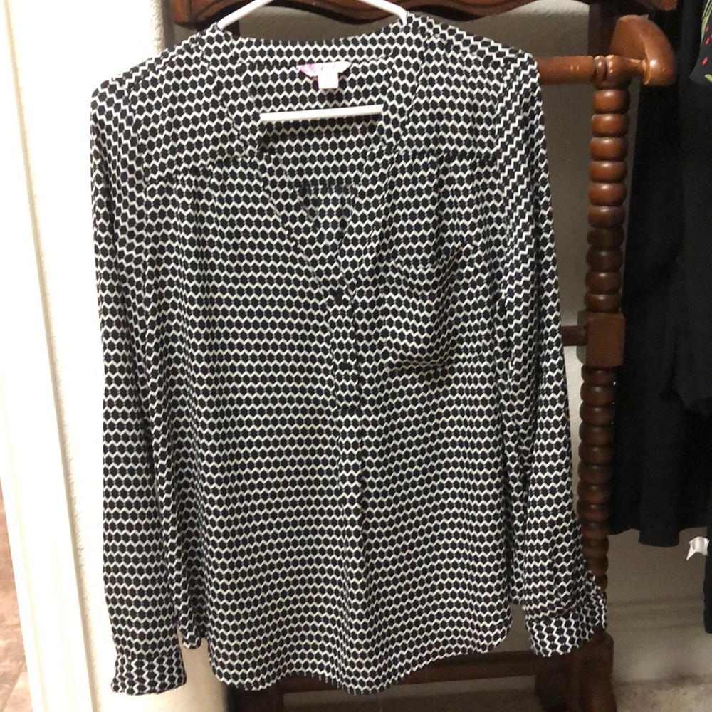 Candies Black, white and Gray Tunic Blouse, sz L